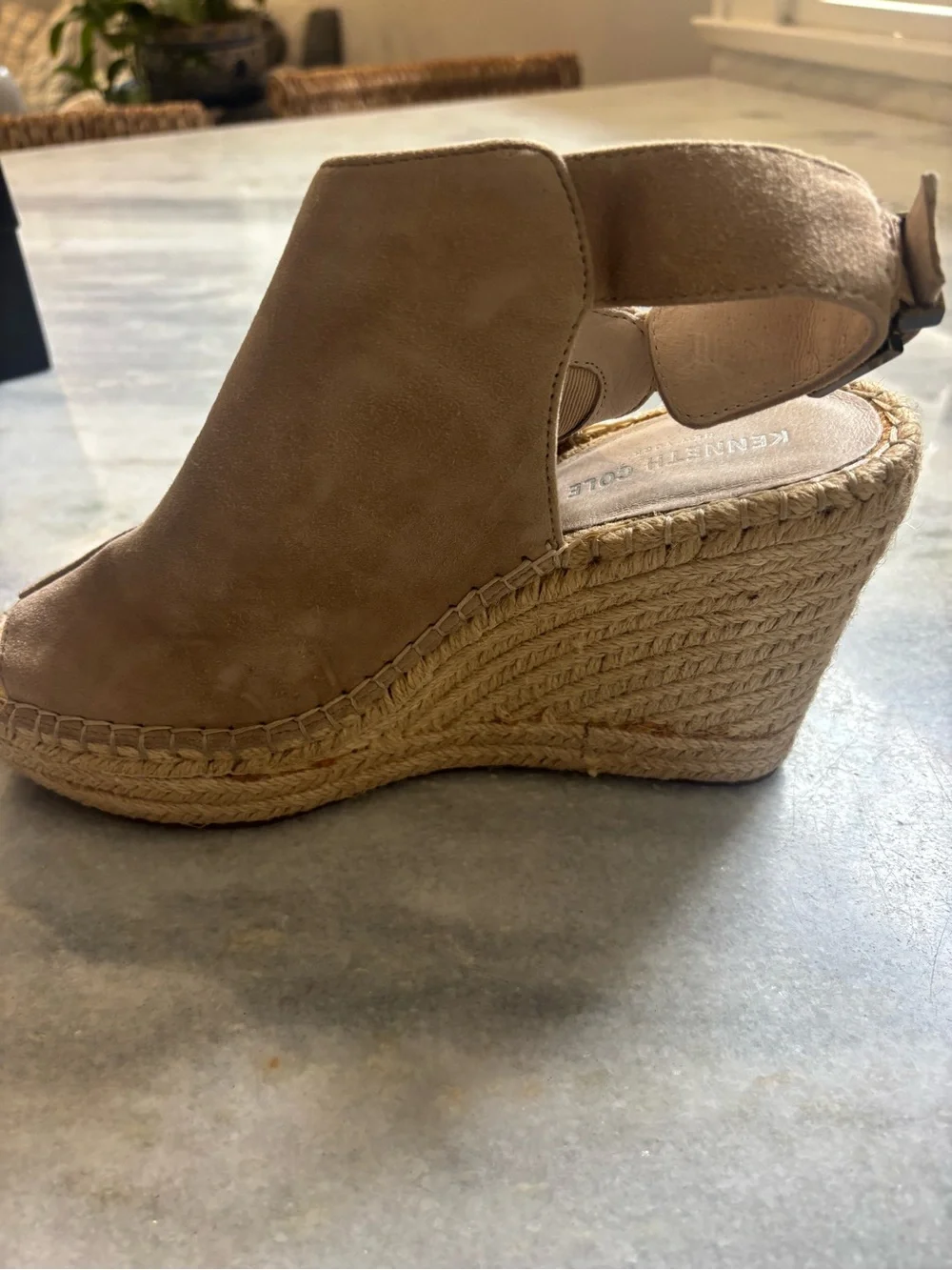 Kenneth Cole Beige/Tan Espadrille Wedge Sandals